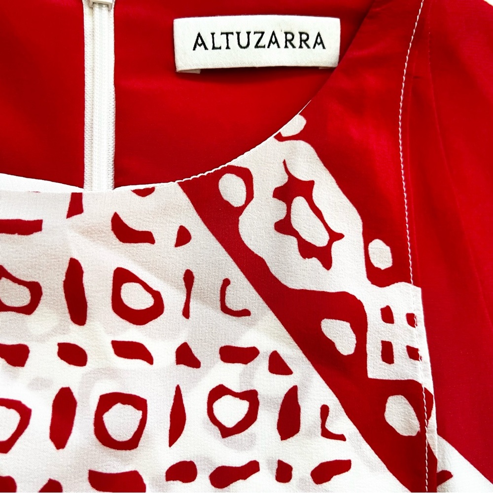 ALTUZARRA Tournelle Silk Short-Sleeve Bandana-Print Silk Dress Size 44 or 12 - Picture 6 of 13